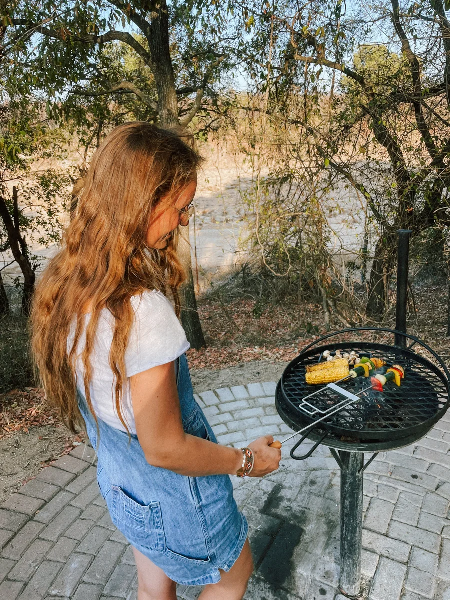 Corn and peppers going onto the grate