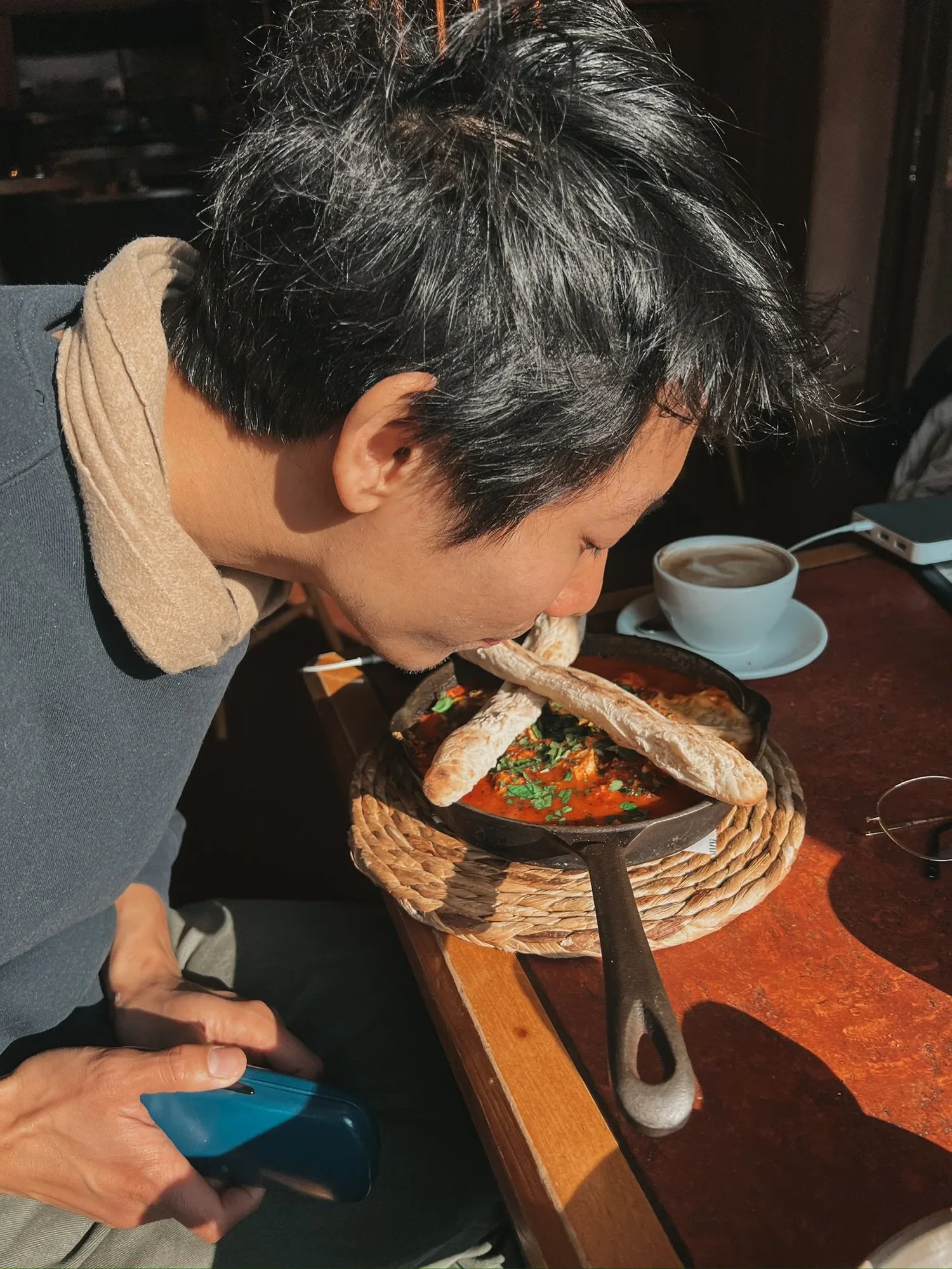 a brunch in the sunlight at karavaan