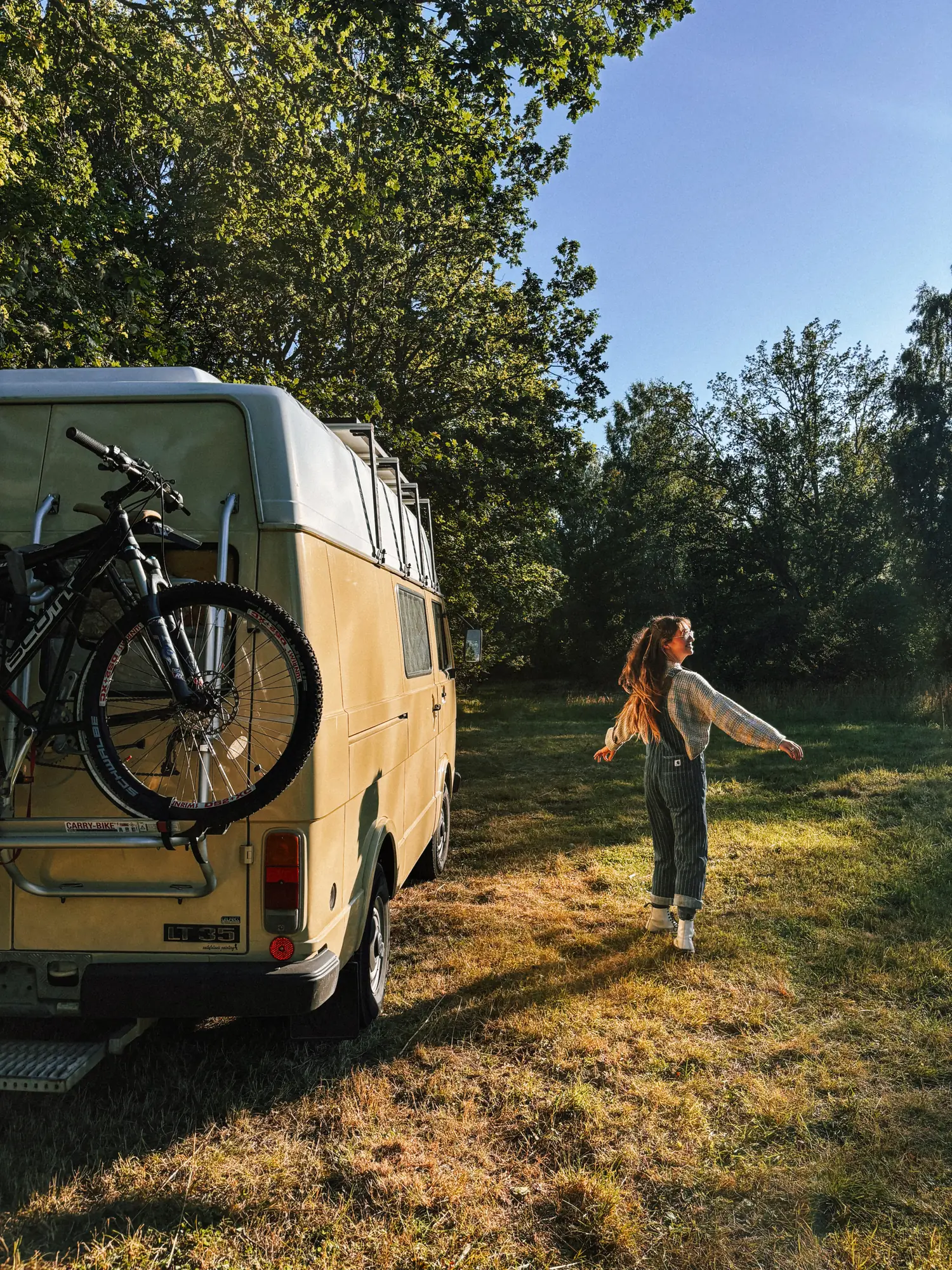a morning in the meadow beside the van
