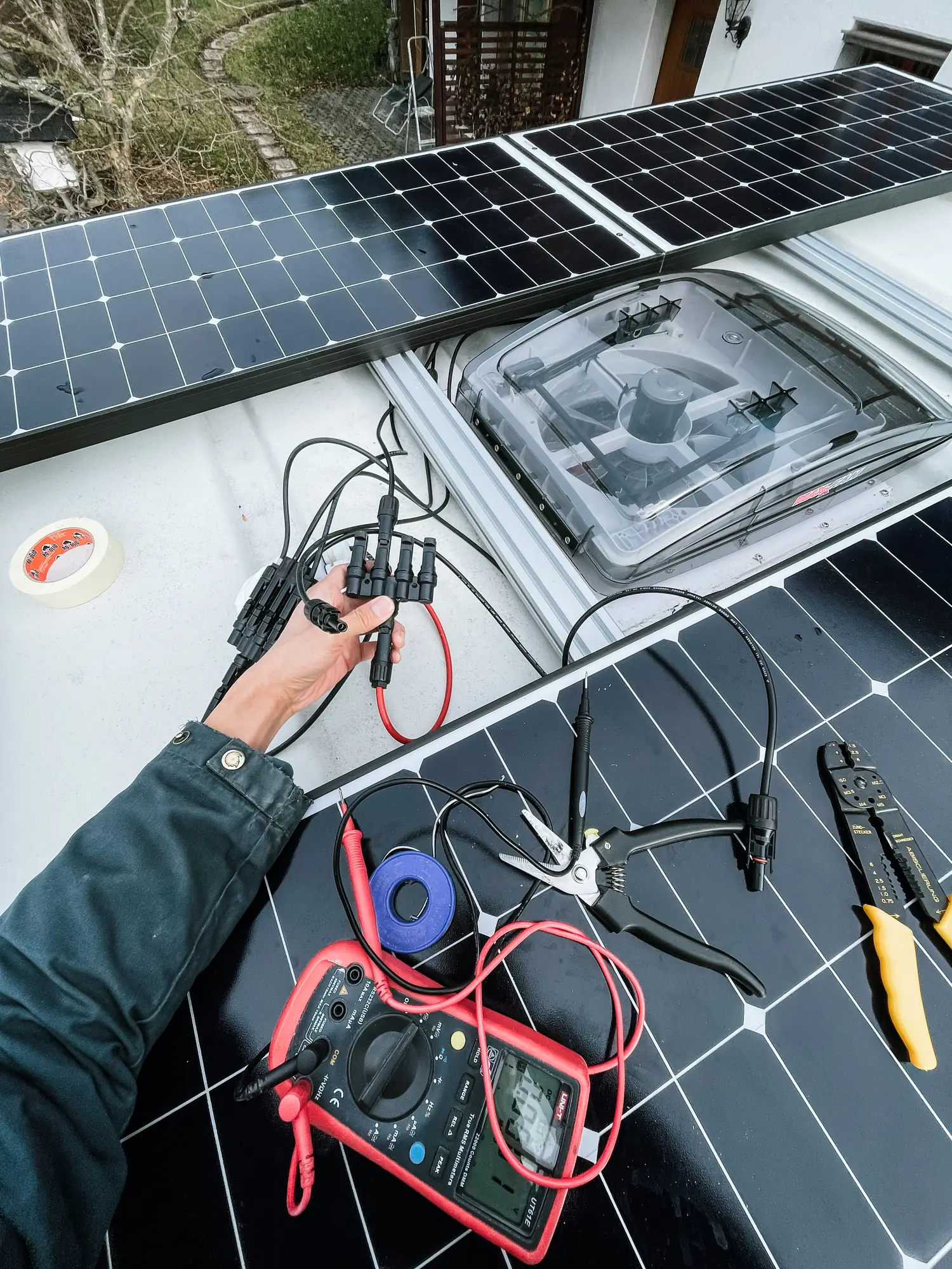 measuring the panels before wiring them up