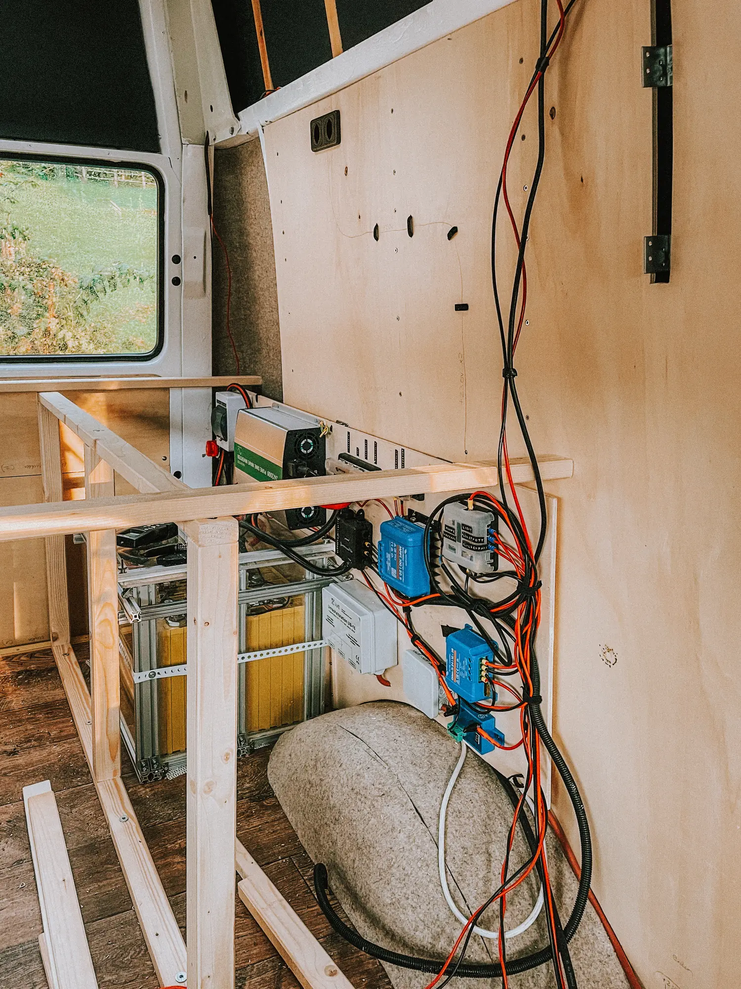 the electrics board in its place under the bed