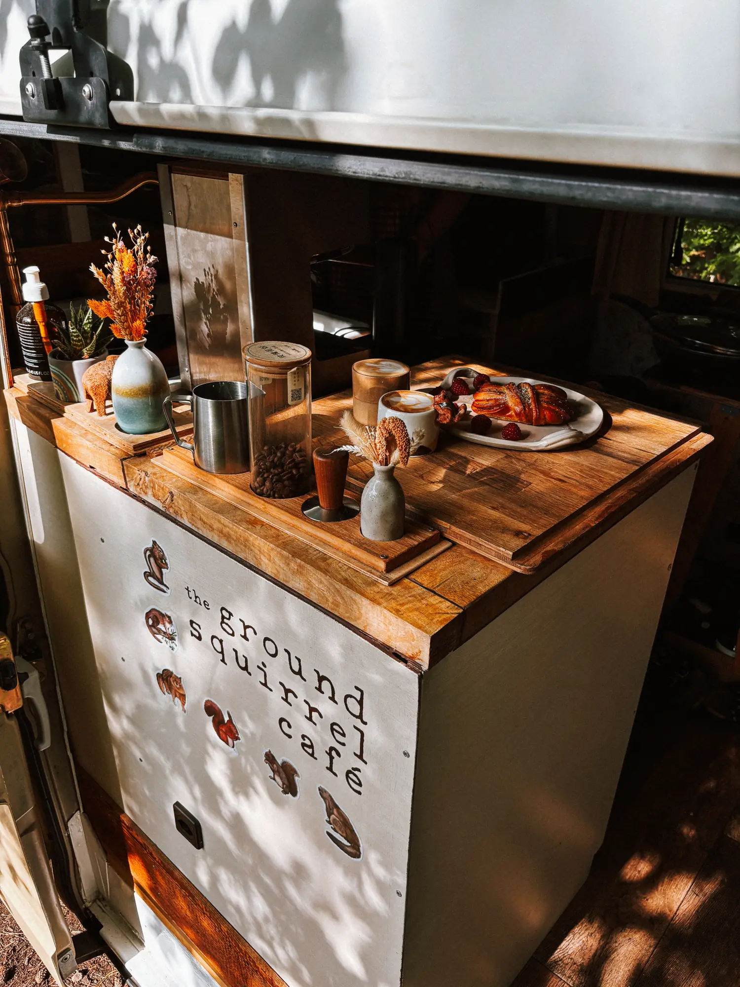 the coffee counter in the back