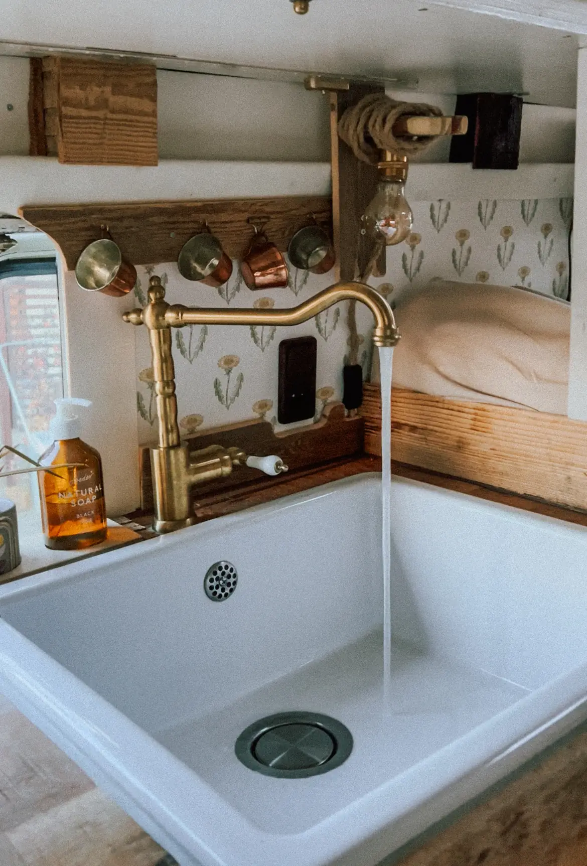 water running from the tap in our camper