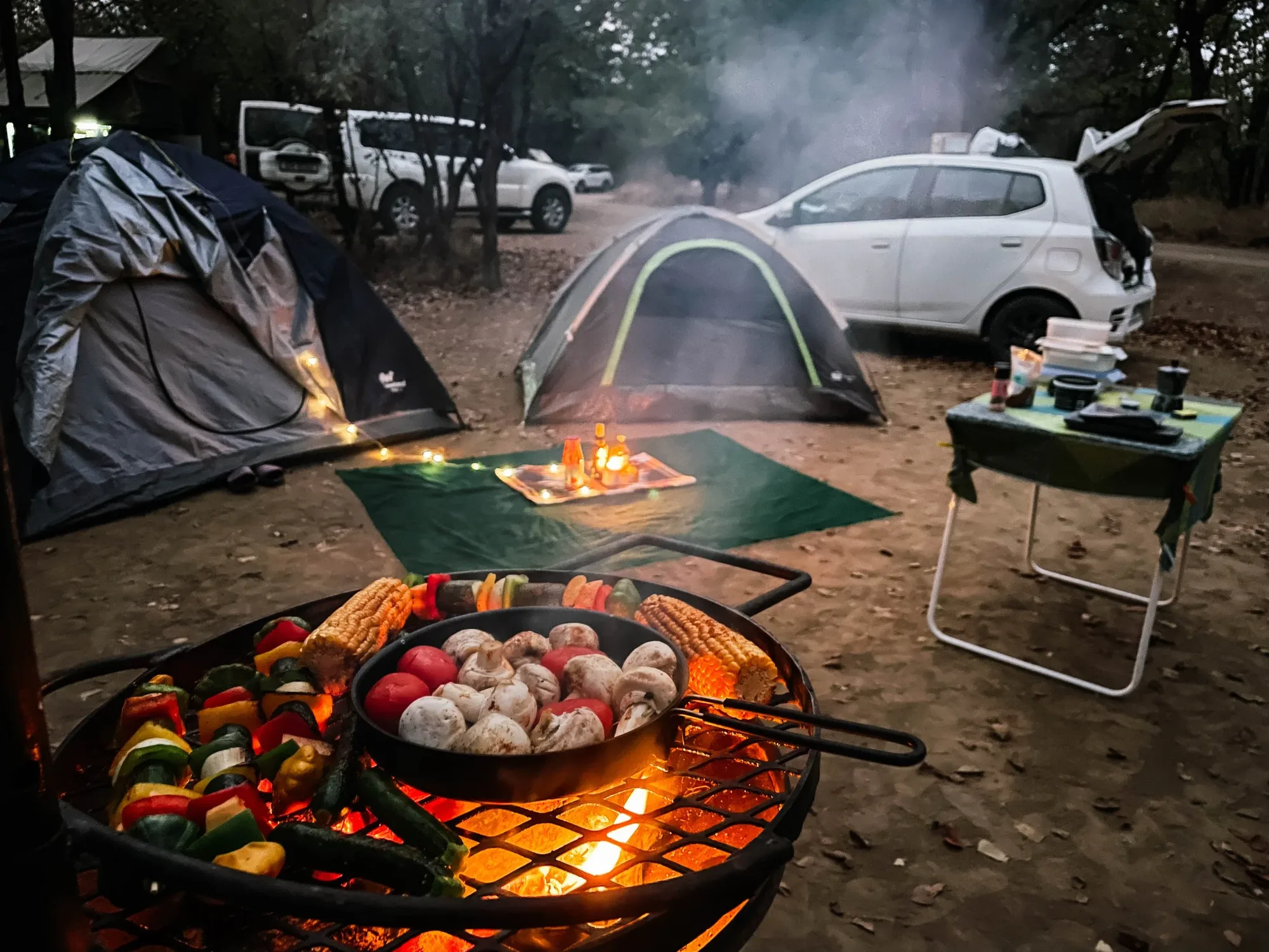 after a dip in the pool, it's time for a braai