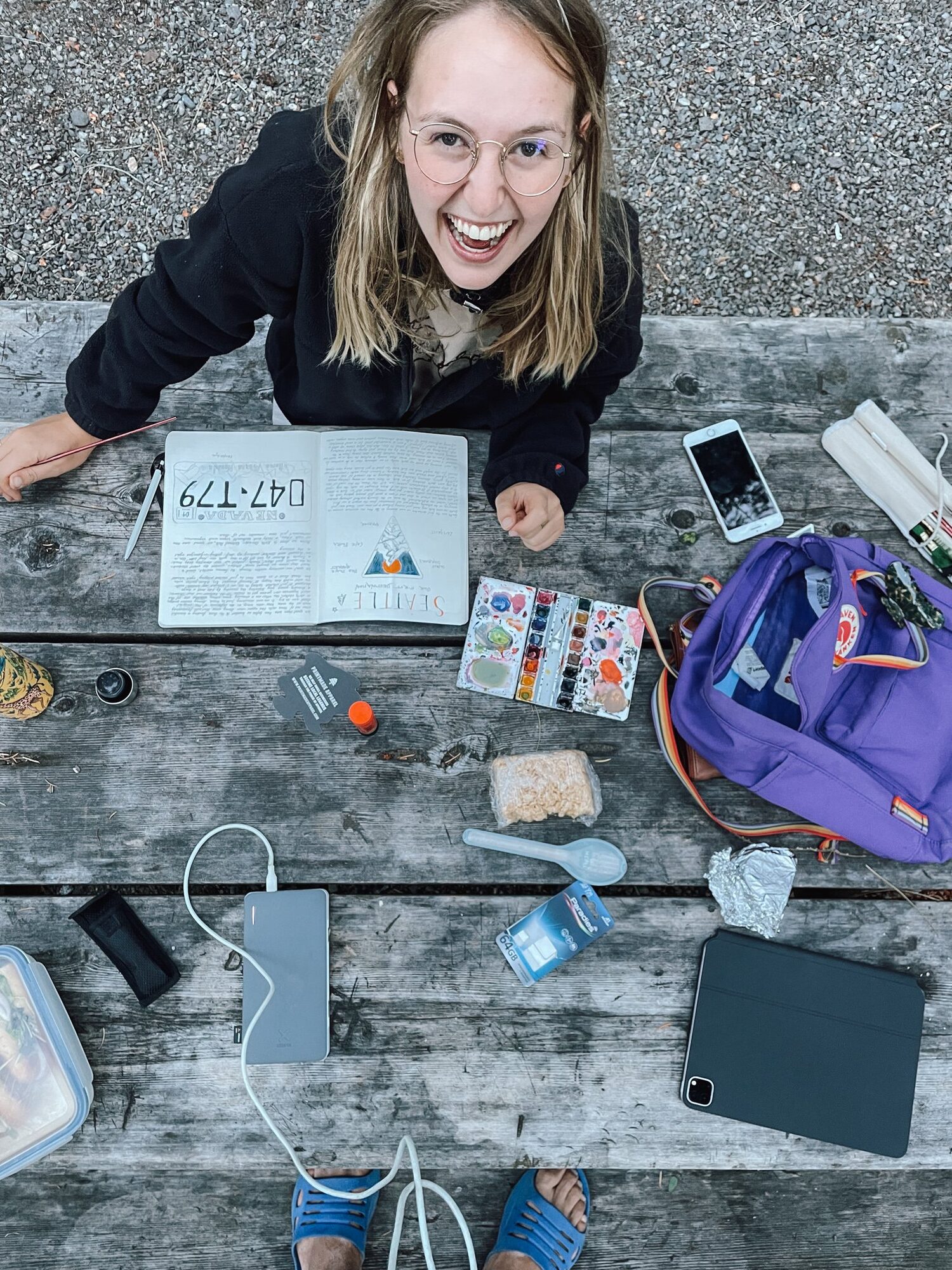 creative evelyne at our campground