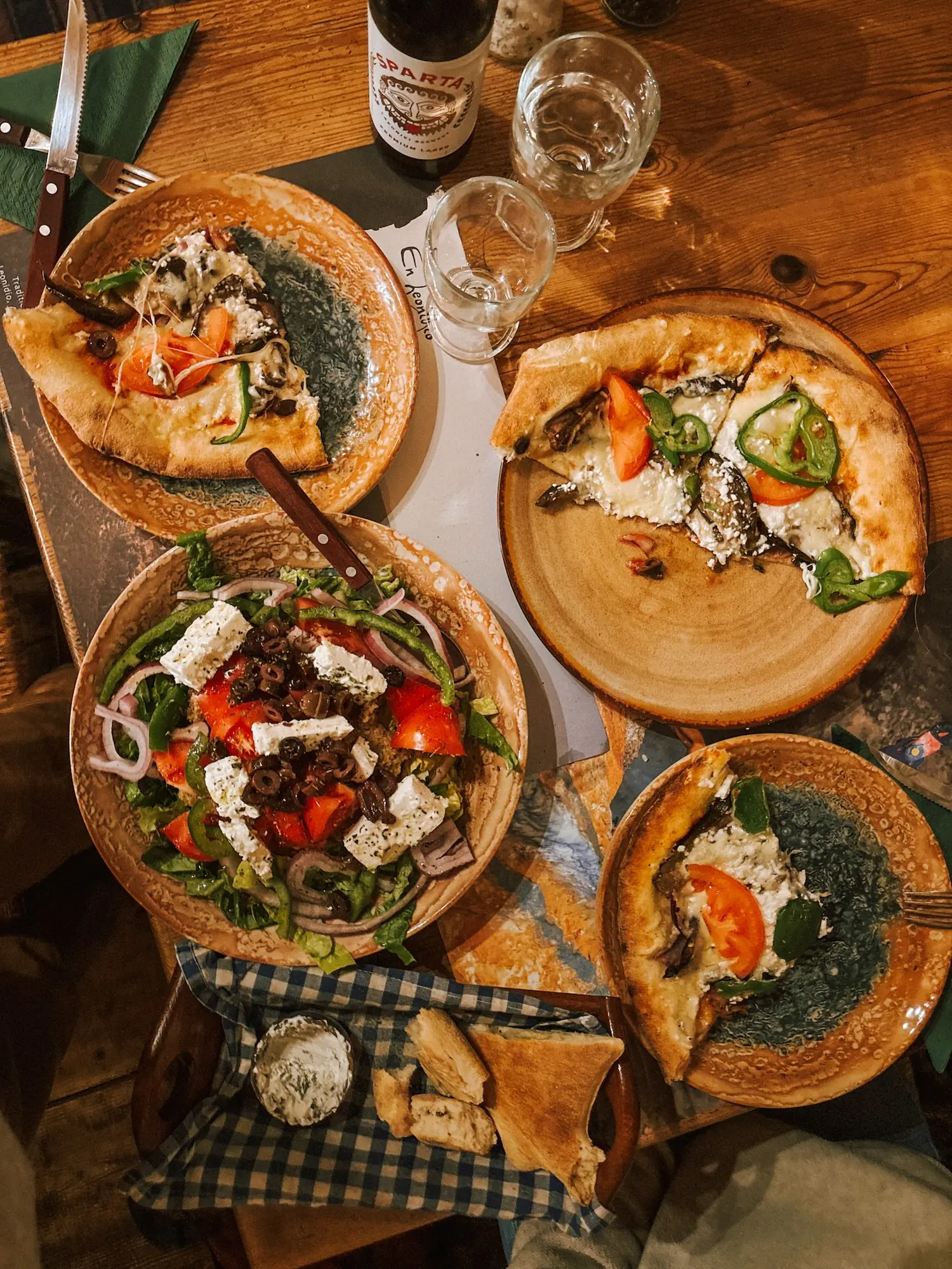 a table at a taverna in leonidio