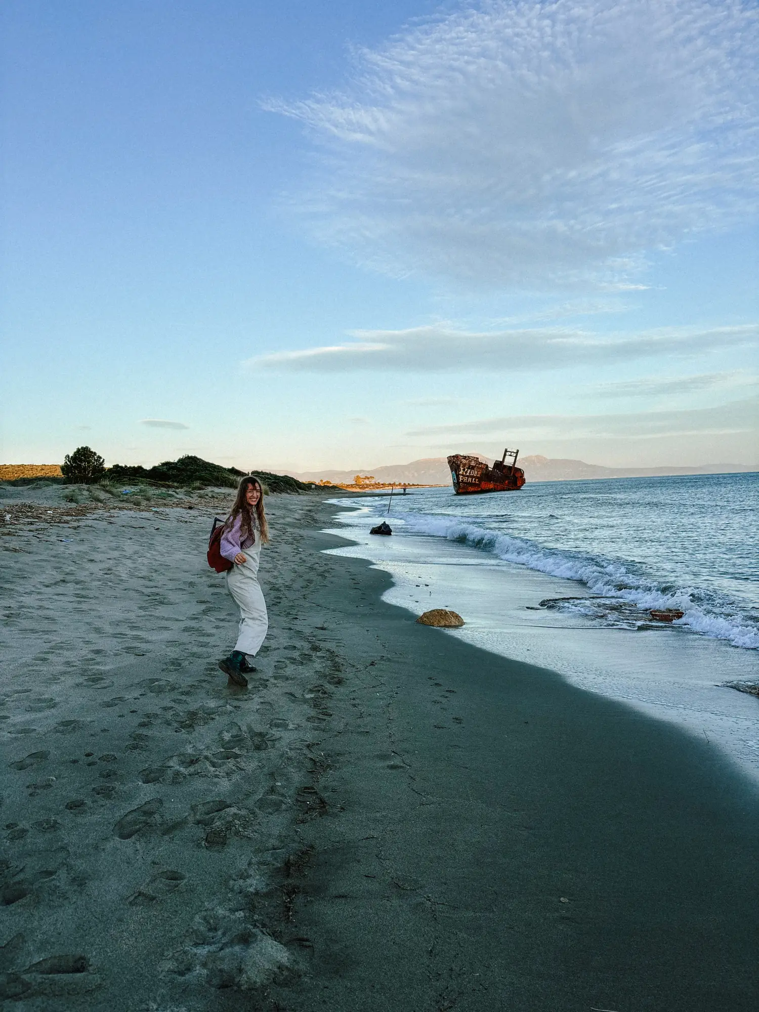 the dimitrios shipwreck on the beach