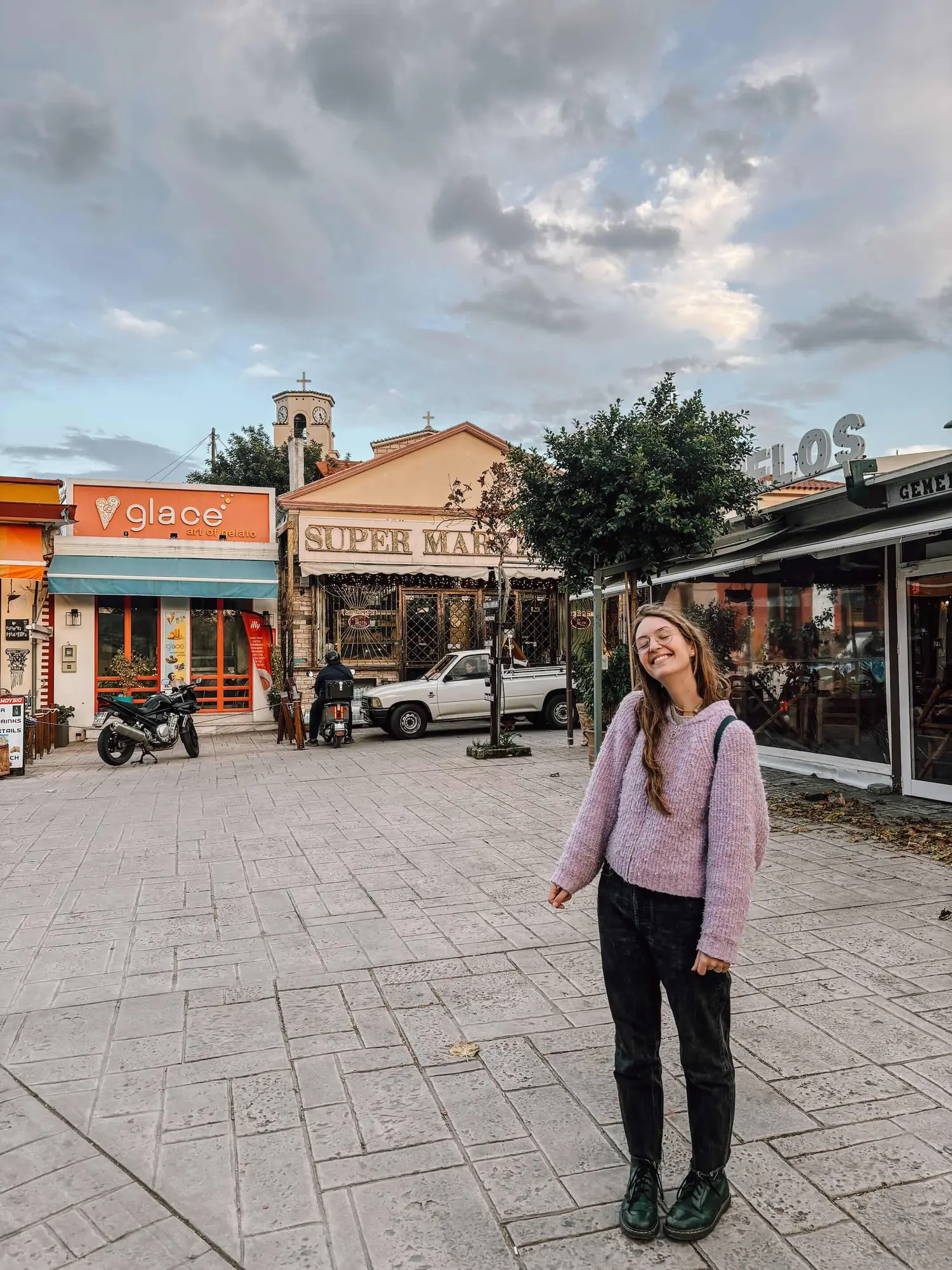 an evening walk in ancient corinth