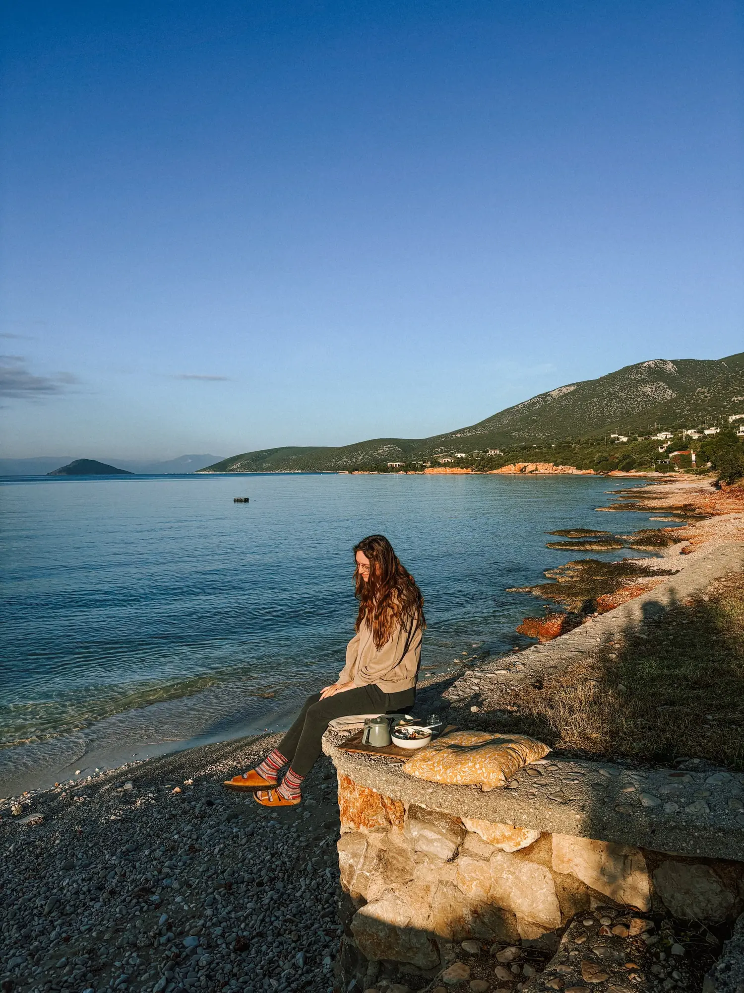 paralia salanti at sunset