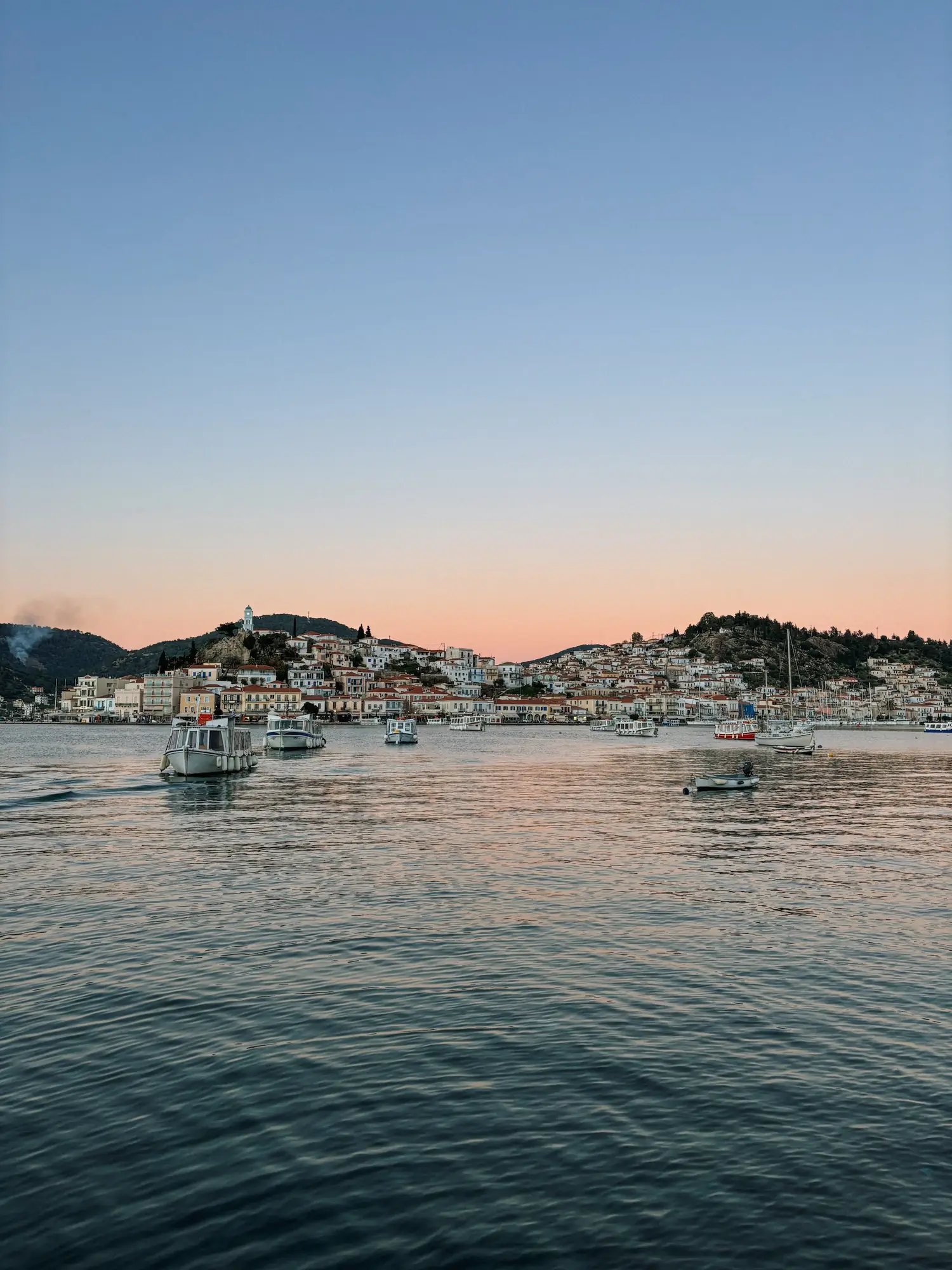 the island of poros seen from the mainland
