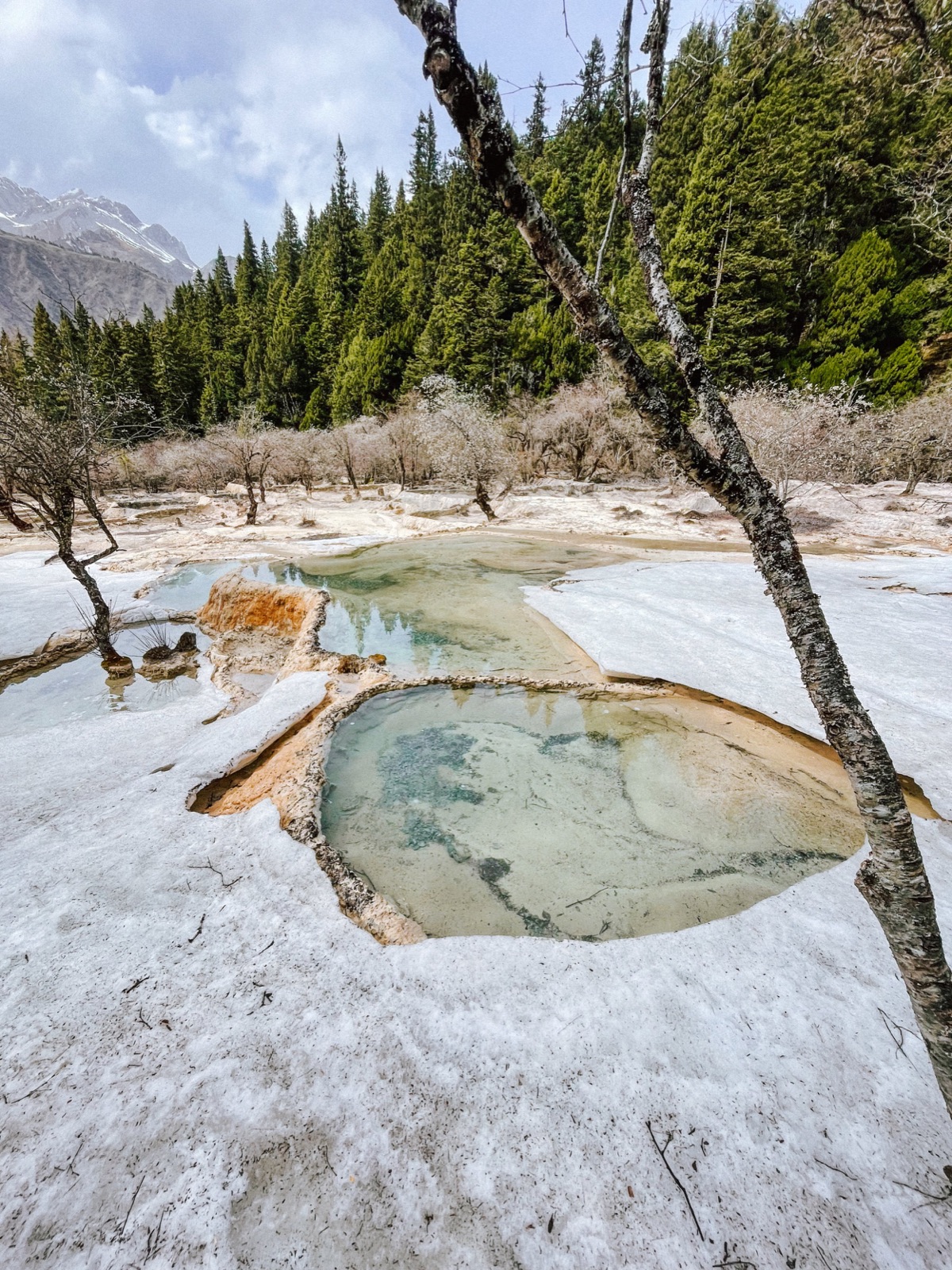 at 3500 meters above sea level, the ponds were still snow-capped in april