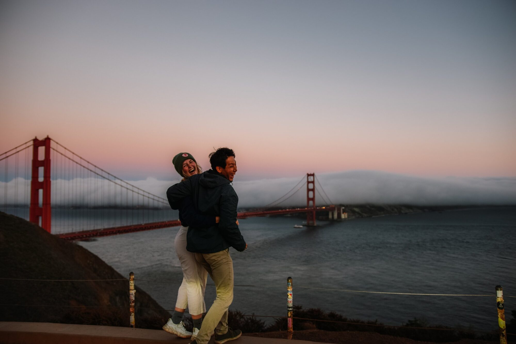 sunset across the golden gate bridge, on the other side of san francisco