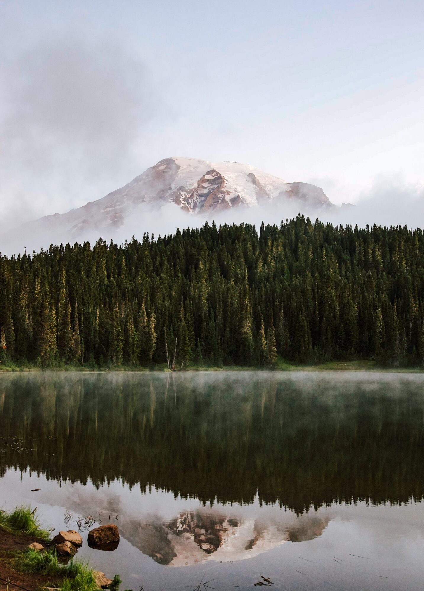 mount rainier in the morning light, almost looking like a painting