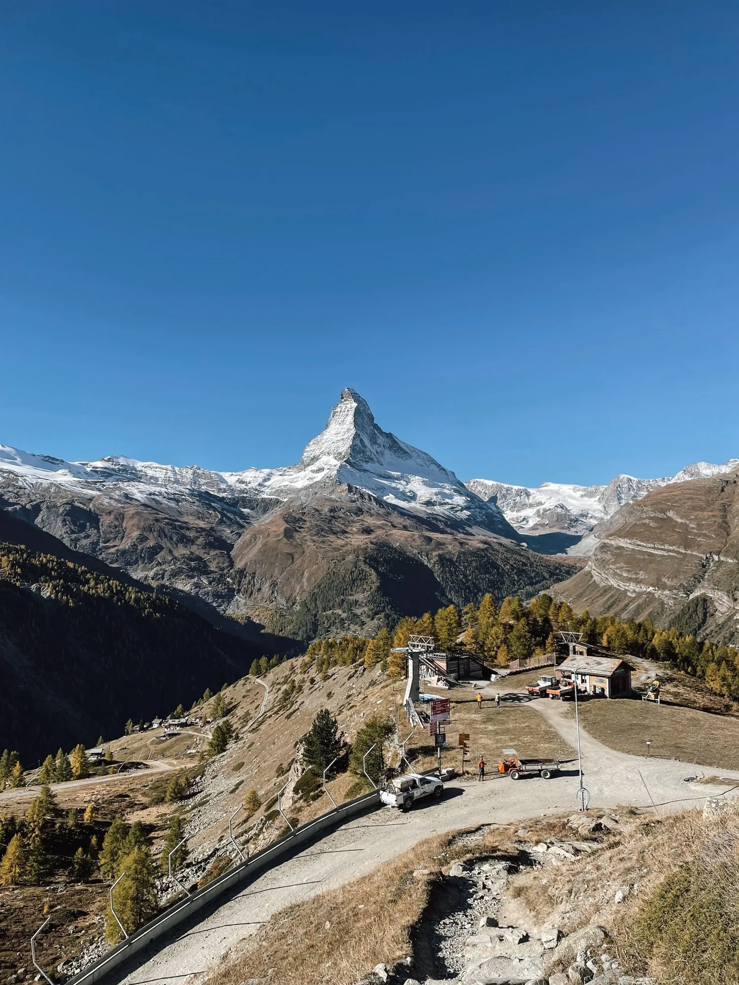 the funicular takes you up from the town of zermatt to sunnegga