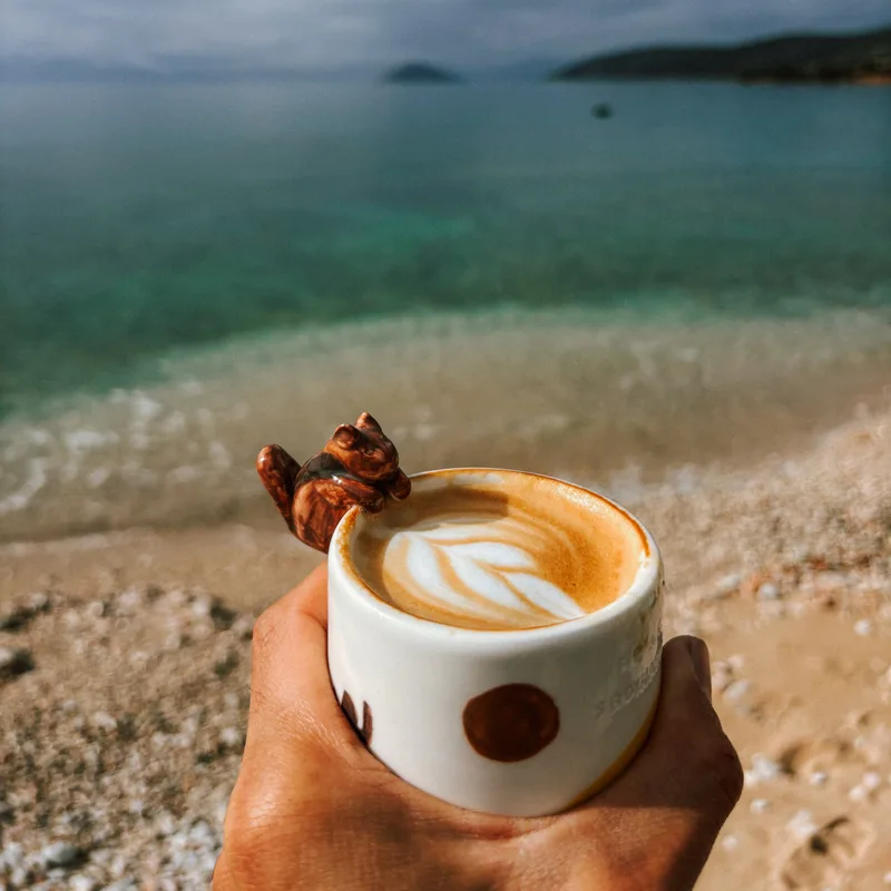 One squirrel, one coffee with a view