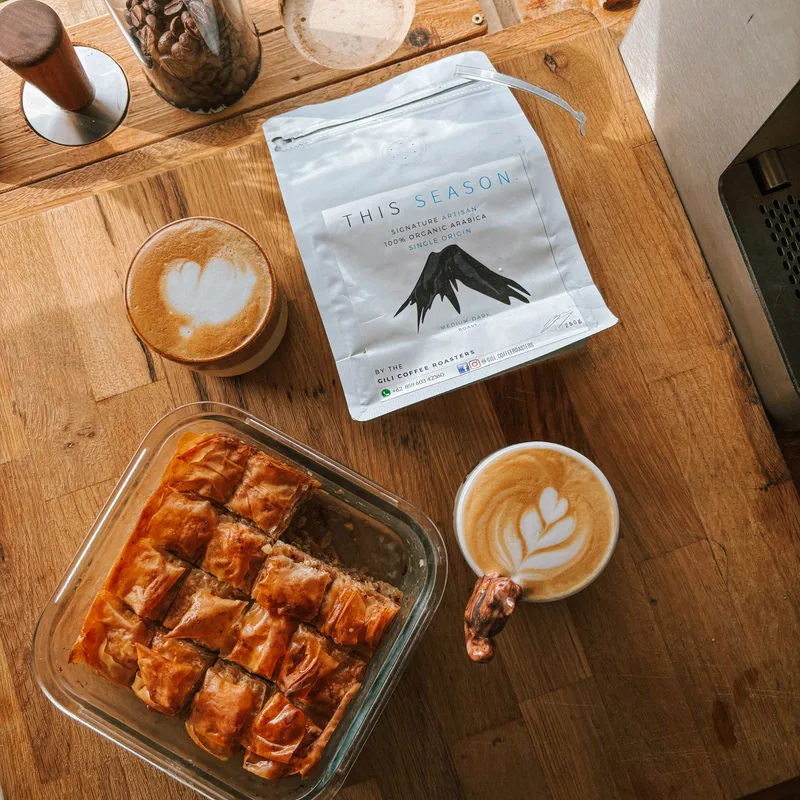 Baklava and two coffees